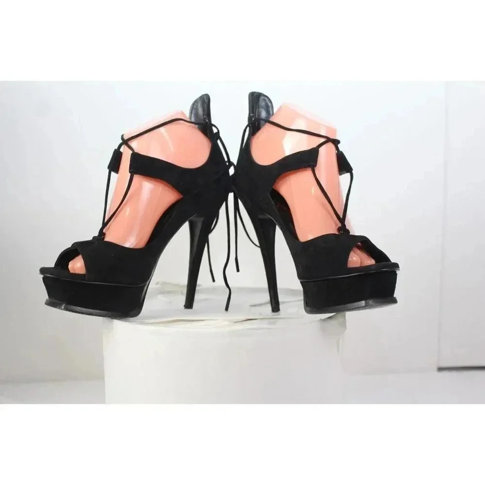 ladies SAINT LAURENT PARIS Black Heels size 38.5 - Picture 5 of 11